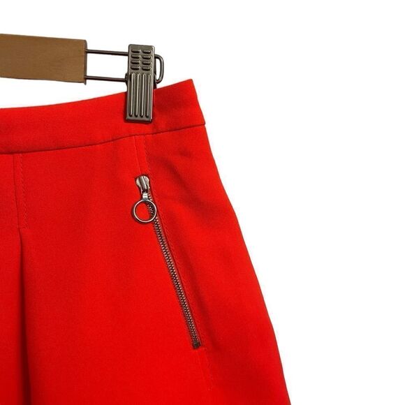 Claudie Pierlot Neon Orange Pleated Zip Pocketed Mini Skirt Size 36EU or US 4 - Picture 2 of 7